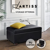 Artiss Storage Ottoman Blanket Box 80cm Leather Black